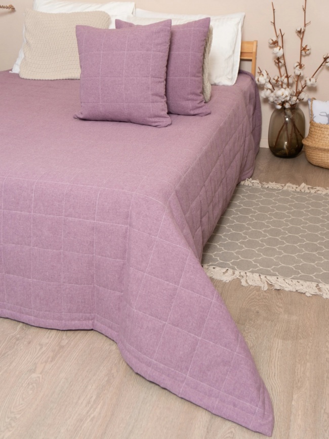 Покрывало на кровать двуспальное стеганое 220х240 см. Коллекция "Меланж". Цвет сиреневый (сиренево-розовый меланж) фото 2