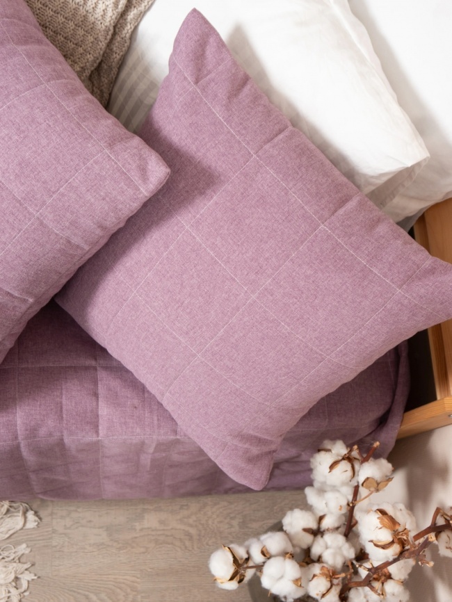 Покрывало на кровать двуспальное стеганое 220х240 см. Коллекция "Меланж". Цвет сиреневый (сиренево-розовый меланж) фото 4
