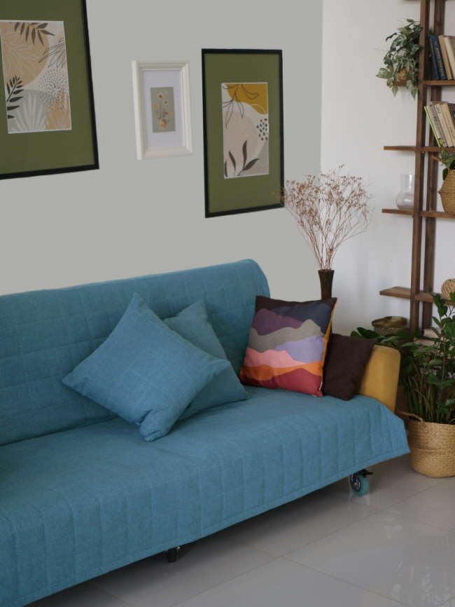 Комплект покрывало стеганое полуторное (160х220 см) + 2 наволочки 45х45 см. Коллекция "Меланж". Цвет бирюзовый (бирюзовый меланж) фото 2